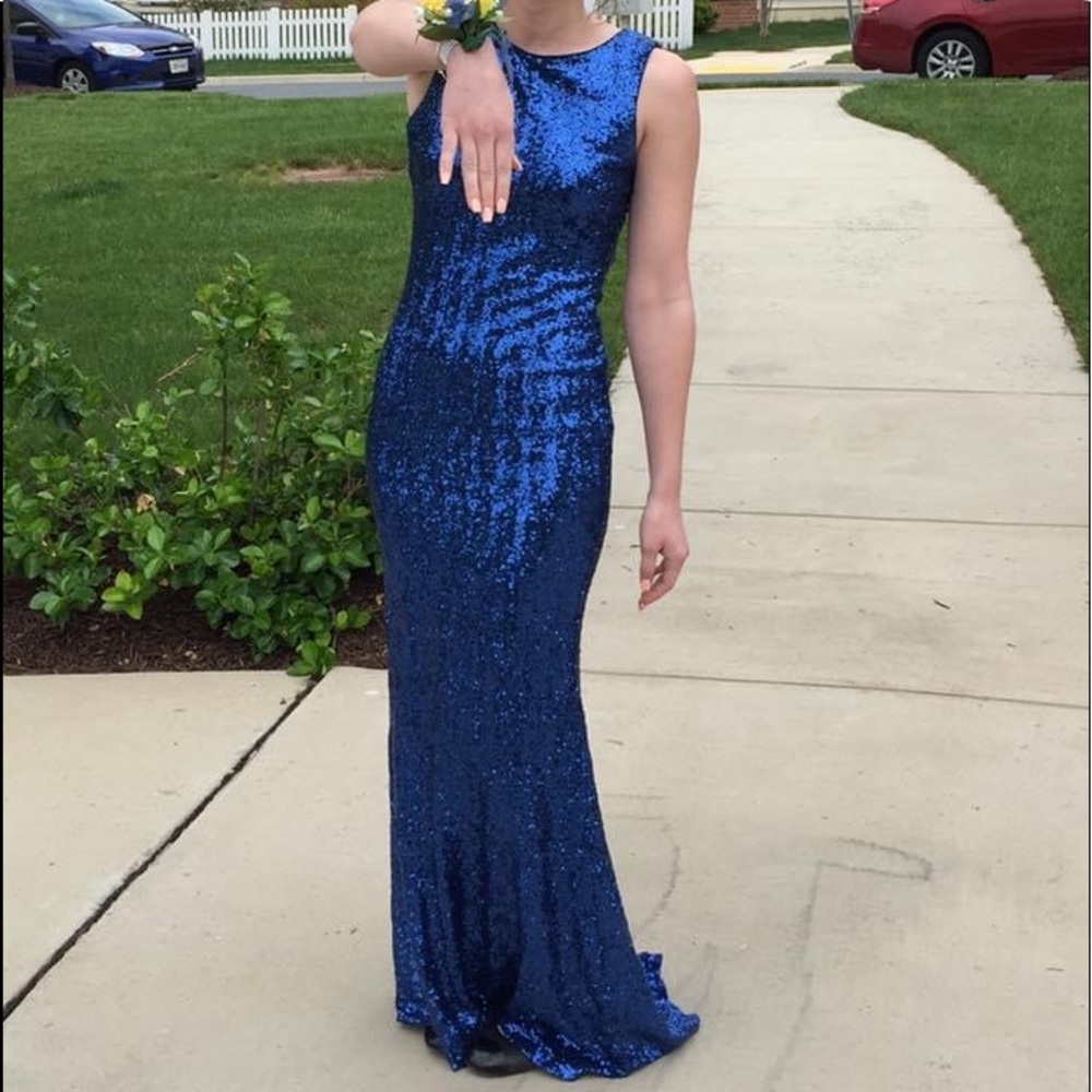 Sequin Blue Prom Dress